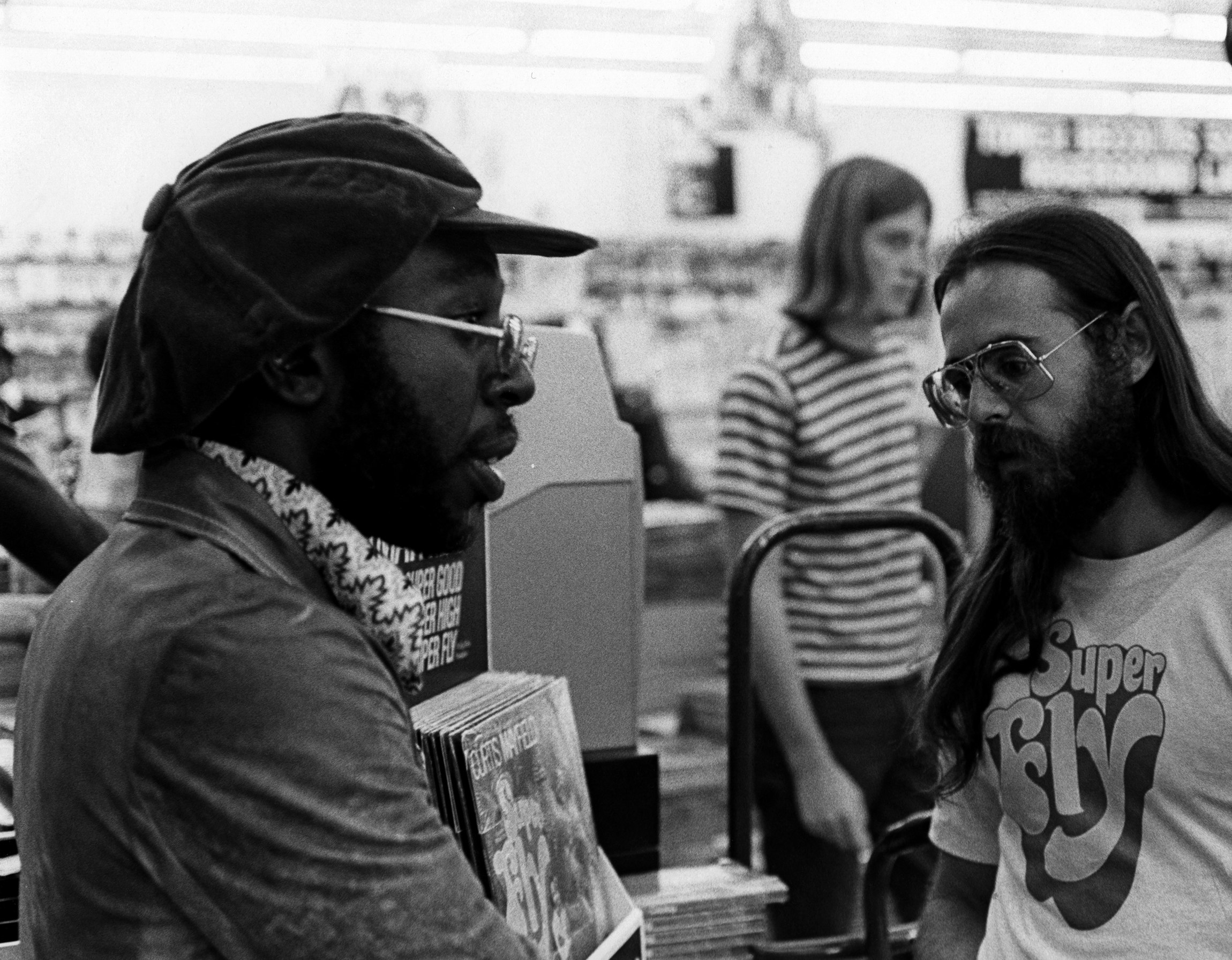 Curtis Mayfield during an in-store appearance, September 1972. Photo via Cache Agency.